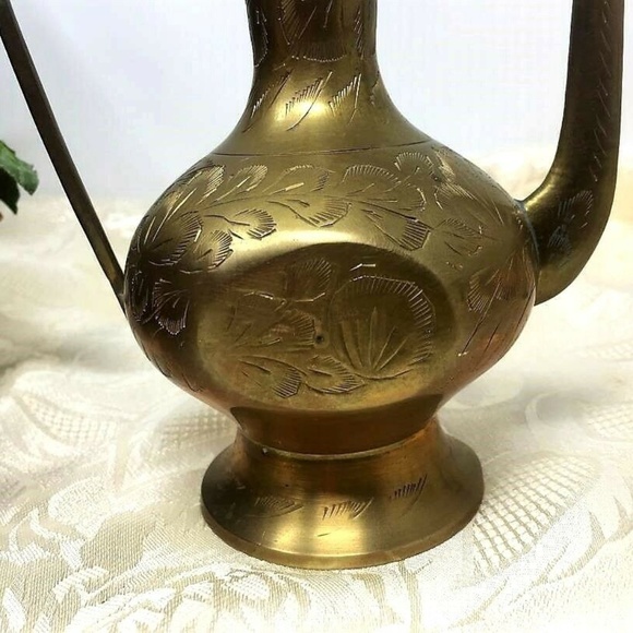Eight Piece Engraved Brass Turkish Ottoman Tea Set Tray  8 Piece Engraved Brass Turkish Ottoman Tea Set